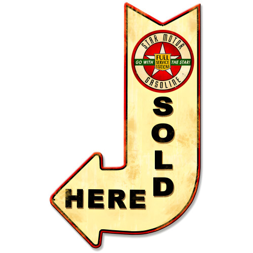 Star Motor Sold Here Arrow Metal Sign - 15" x 24"
