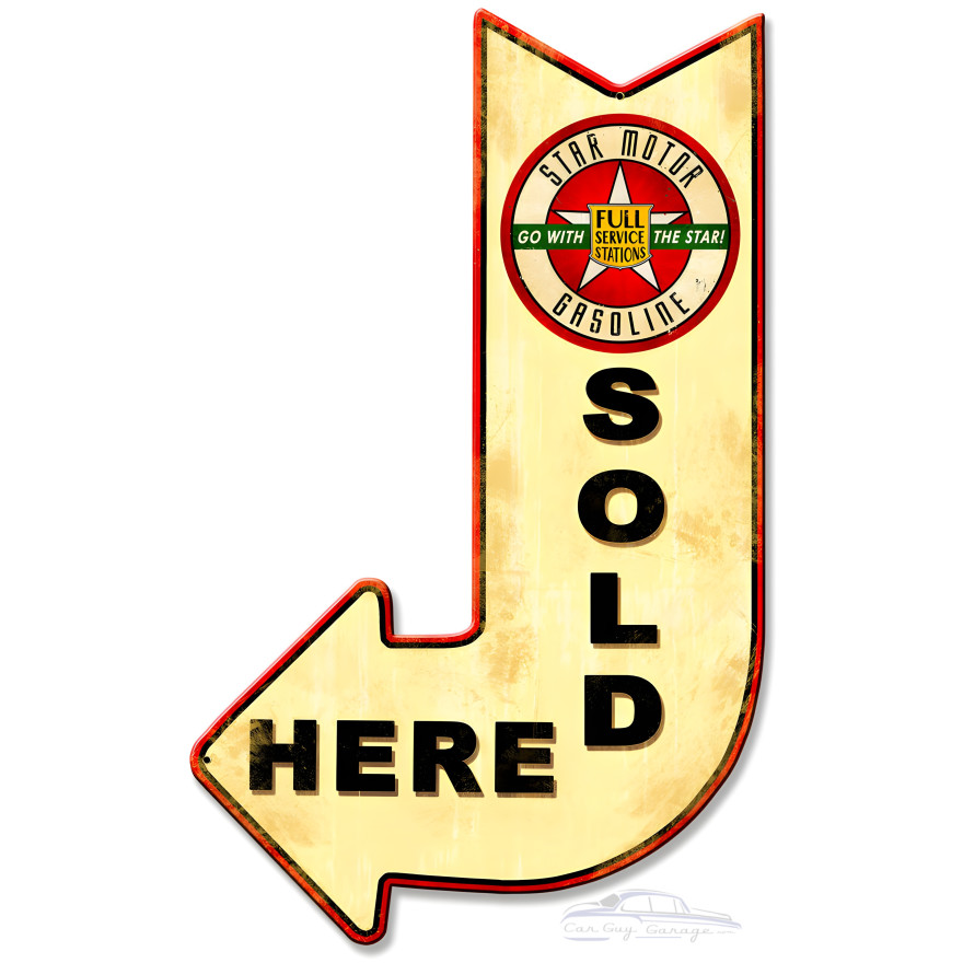 Star Motor Sold Here Arrow Metal Sign - 15" x 24"