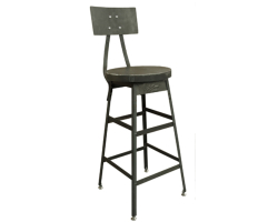 Industrial Shop Stool with Backrest- 28"