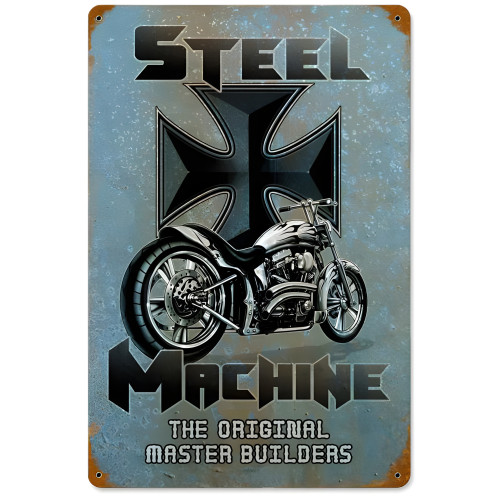 Steel Machine Metal Sign - 12" x 18"