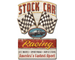 Stock Car Racing Metal Sign - 16" x 24"