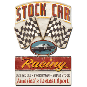 Stock Car Racing Metal Sign - 16" x 24" Custom Shape