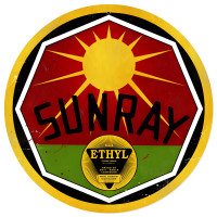 Sun Ray Gasoline Metal Sign - 14" Round