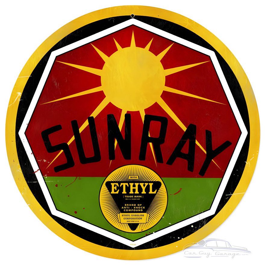 Sun Ray Gasoline Metal Sign - 14" Round