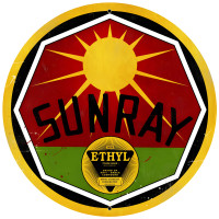 Sun Ray Gasoline Metal Sign - 28" Round