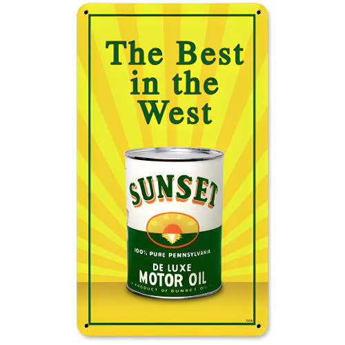 Sunset Oil Metal Sign - 8" x 14"
