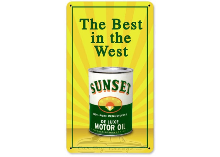 Sunset Oil Metal Sign