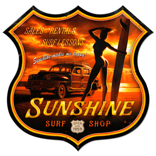 Sunshine Surf Metal Sign - 28" x 27"