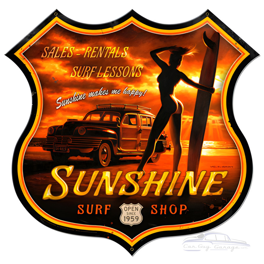 Sunshine Surf Metal Sign - 28" x 27"