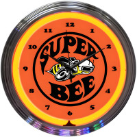 Dodge Super Bee Mopar Neon Garage Wall Clock - 15" Round