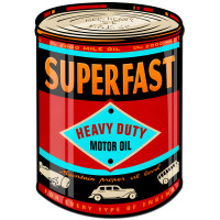 Superfast Oil Can Metal Sign - 14" x 20"