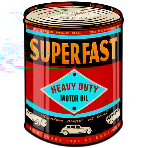 Superfast Oil Can Metal Sign - 14" x 20"