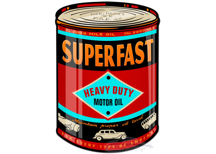 Superfast Oil Can Metal Sign - 14" x 20"