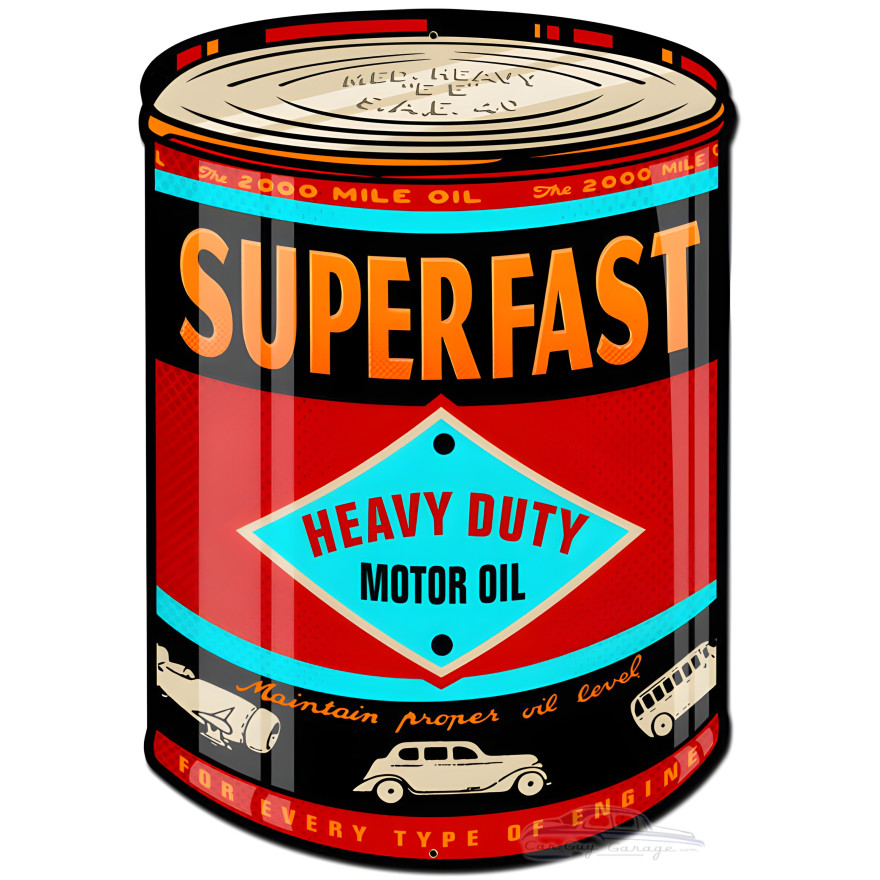 Superfast Oil Can Metal Sign - 14" x 20"