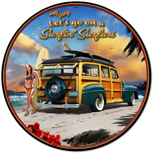 Surfin' Safari Metal Sign - 14" Round