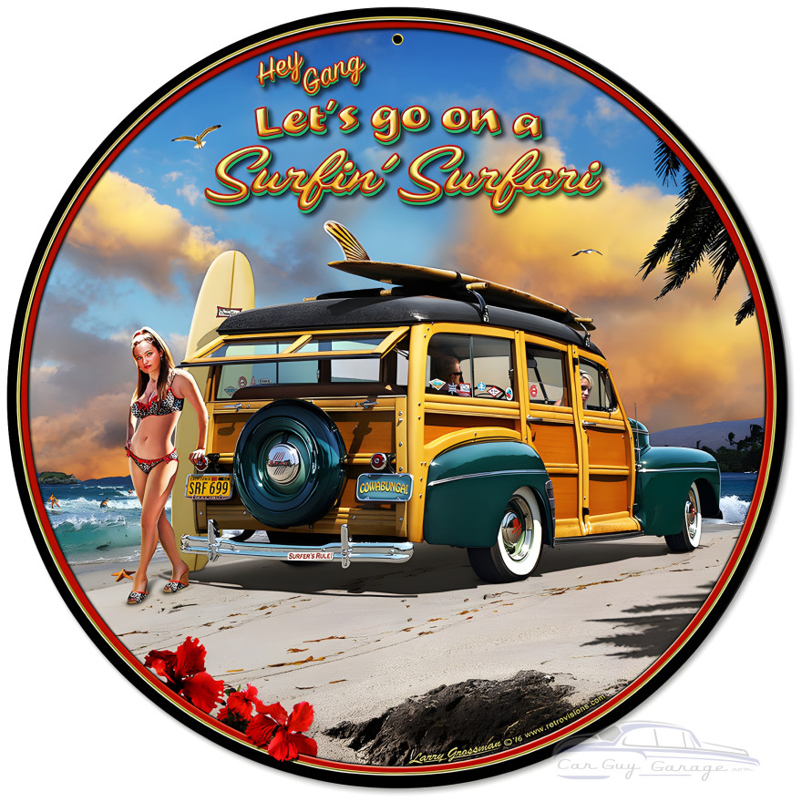 Surfin' Safari Metal Sign - 14" Round