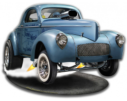 1941 S.W.C. Willys Gasser Cut-out Metal Sign