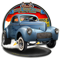 1941 S.W.C. Willys Gasser Metal Sign - 15" x 14"