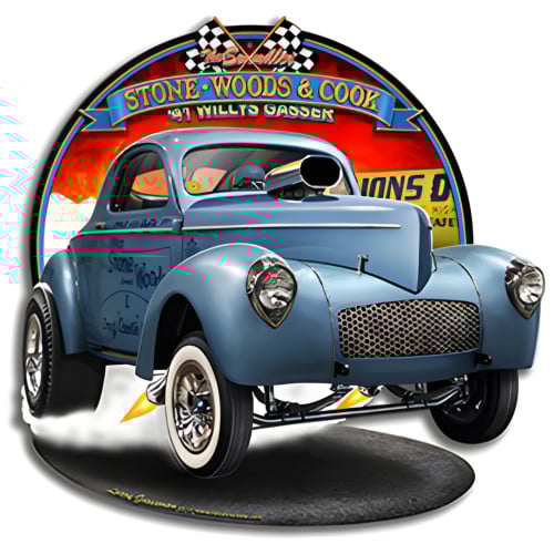 1941 S.W.C. Willys Gasser Metal Sign - 15" x 14"