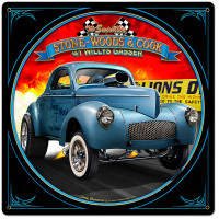 1941 S.W.C. Willys Gasser Metal Sign - 24" x 24"