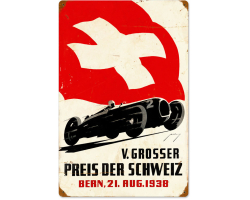 Swiss Car Race Metal Sign - 16" x 24"