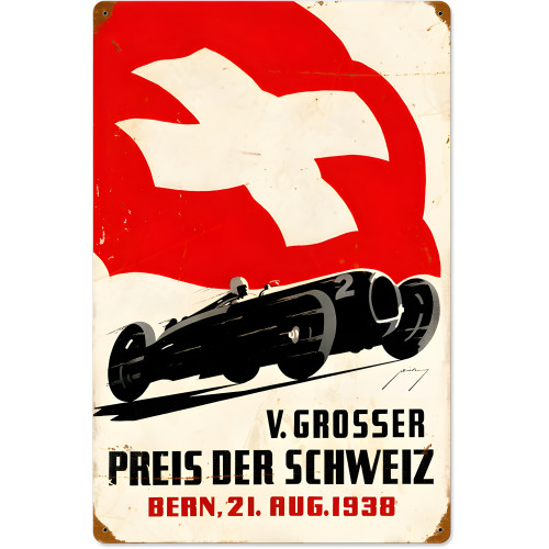 Swiss Car Race Metal Sign - 16" x 24"