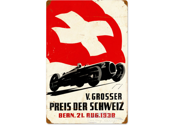 Swiss Car Race Metal Sign - 16" x 24"