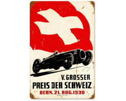 Swiss Race Car Metal Sign - 12" x 18"