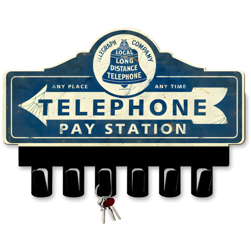 Telephone Company Key Hanger Metal Sign - 14" x 10"