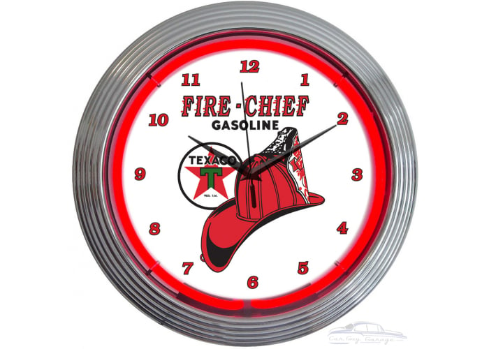 Texaco Fire Chief Gasoline Neon Clock