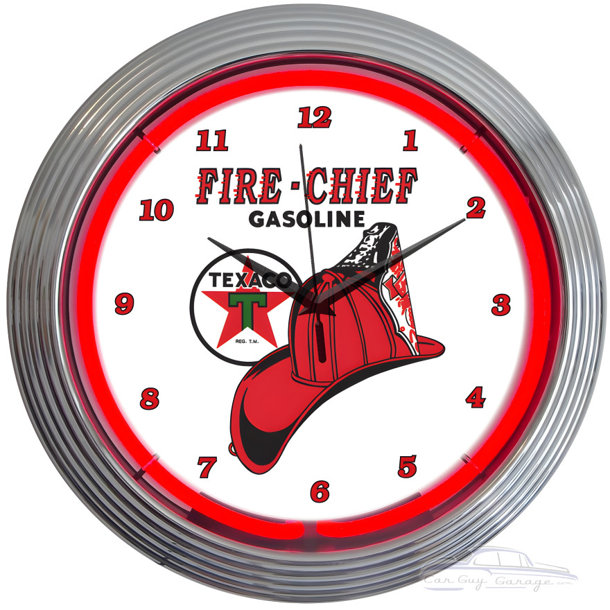 Texaco Fire Chief Gasoline Neon Clock Texaco Fire Chief Gasoline Neon Clock