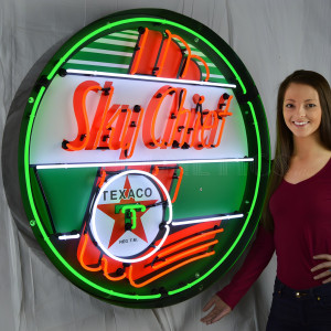 Texaco Sky Chief Gasoline Neon Sign - 36" Round