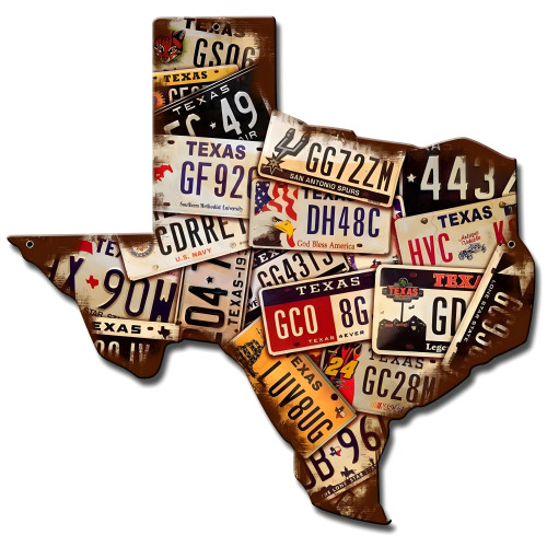 Texas License Plates Metal Sign - 15" x 15"