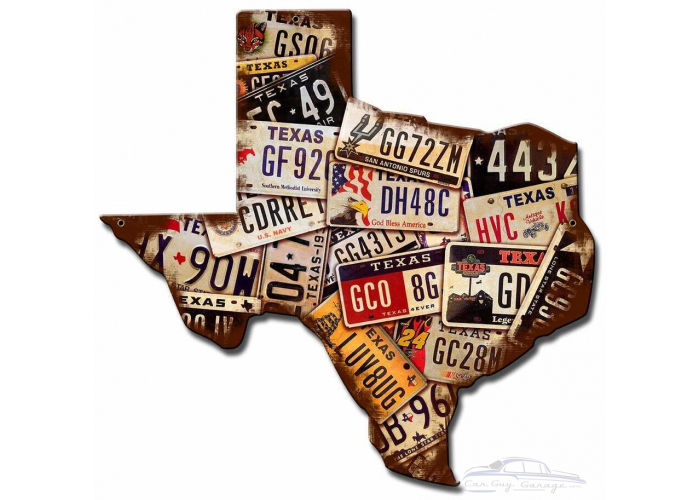 Texas License Plates Metal Sign - 15" x 15"