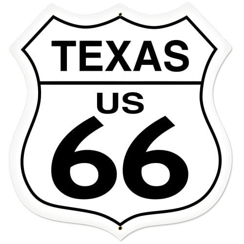 Texas Route 66 Metal Sign - 28" x 28" Custom Shape