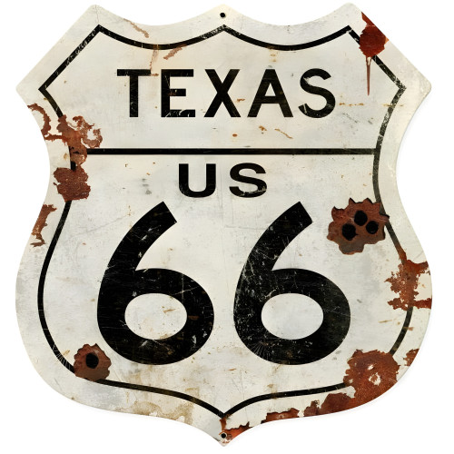Texas US 66 Metal Sign - 28" x 28" Custom Shape