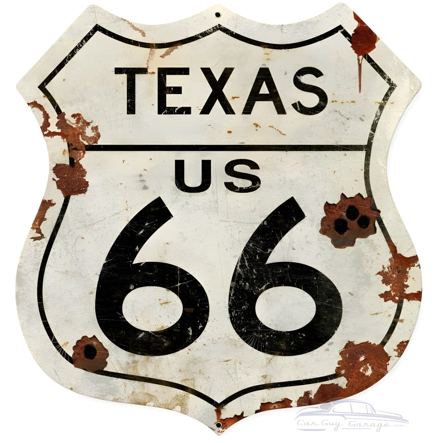 Texas US 66 Metal Sign - 28" x 28" Custom Shape