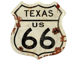 Texas US 66 Shield Metal Sign - 15" x 15"
