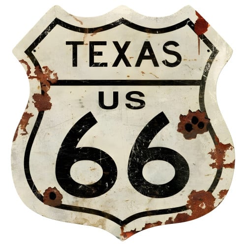 Texas US 66 Shield Metal Sign - 15" x 15"