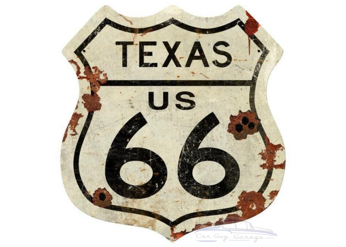 Texas US 66 Shield Metal Sign - 15" x 15"