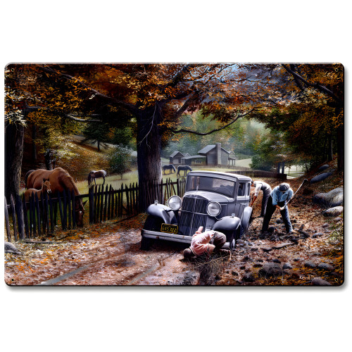 The Old Depot Road Metal Sign - 16" x 24"