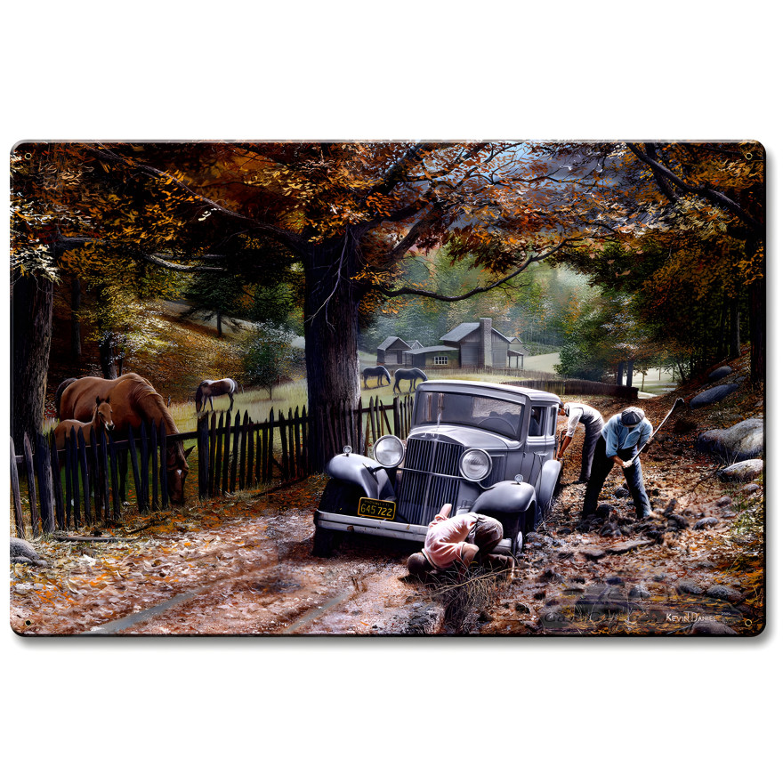 The Old Depot Road Metal Sign - 16" x 24"