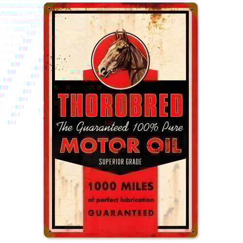 Thorobred Motor Oil Metal Sign - 12" x 18"