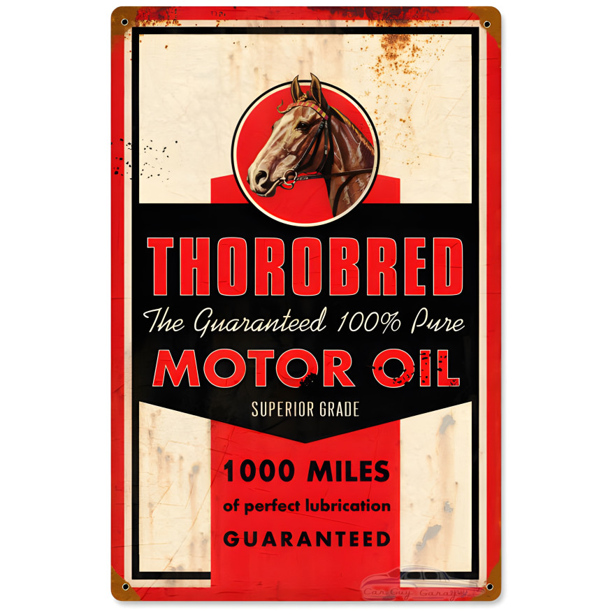 Thorobred Motor Oil Metal Sign - 12" x 18"