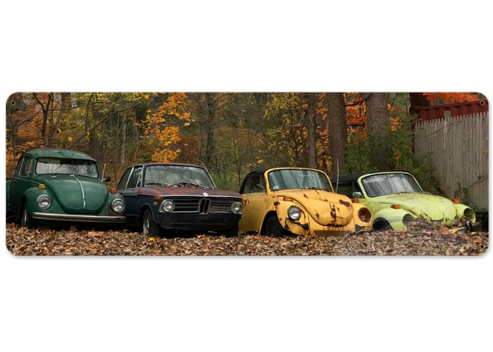 Three Bugs and A Beemer Metal Sign