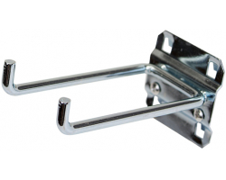 Three 4" Double Rod Stainless Locking Square Pegboard Hooks