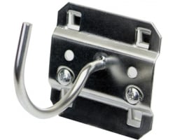 Three 2-1/4"L x 2" I.D. Curved Stainless Locking Square Pegboard Hooks