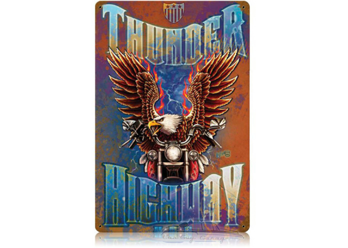 Thunder Highway Rustic Metal Sign - 12" x 18"