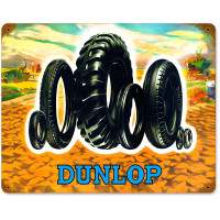 Dunlop Tire Family Metal Sign - 15" x 12"