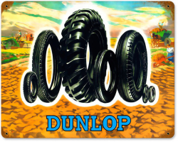 Dunlop Tire Family Metal Sign - 15" x 12"